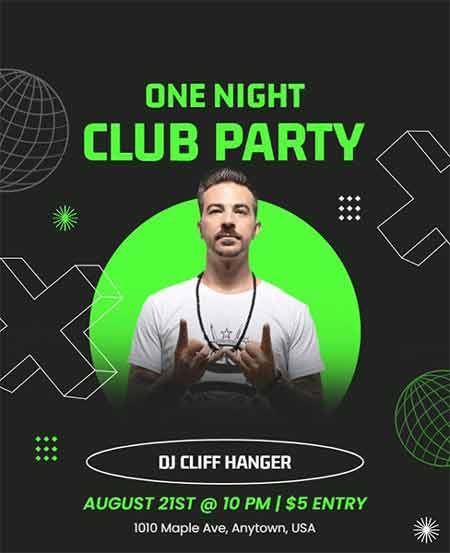 Neon One Night Club Party Flyer Template