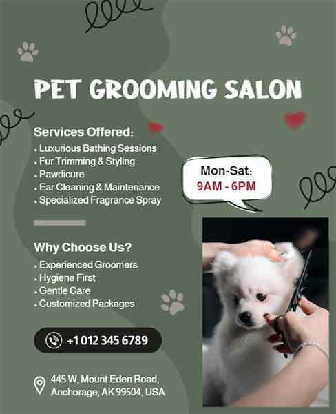 Minimal Pet Grooming Salon Flyer Template