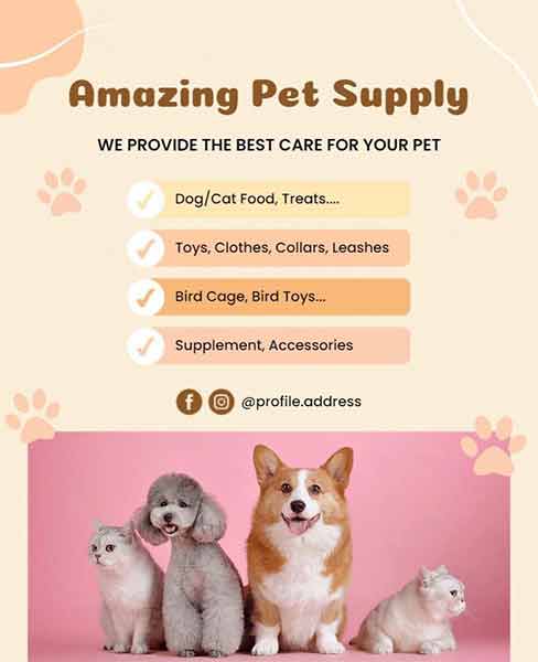 Pastel Pet Supply Animal Flyer Template