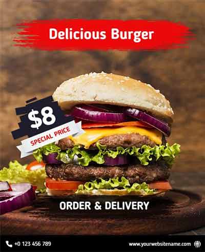 Realistic Delicious Burger Flyer Template