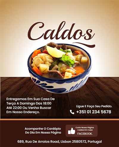 Gradient Portuguese Cuisine Caldos Flyer Template