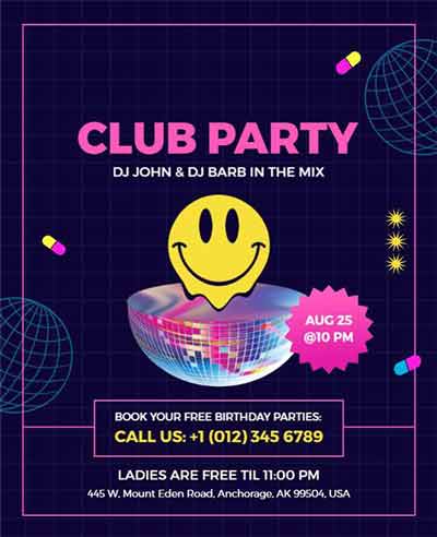 Monochrome Club Party Flyer Template