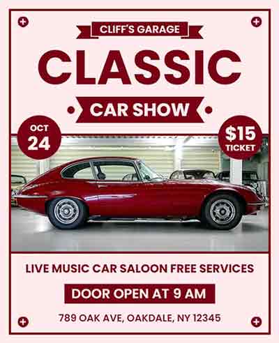 Photo Frame Classic Car Show Flyer Template
