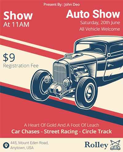 Red and White Retro Car Show Flyer Template