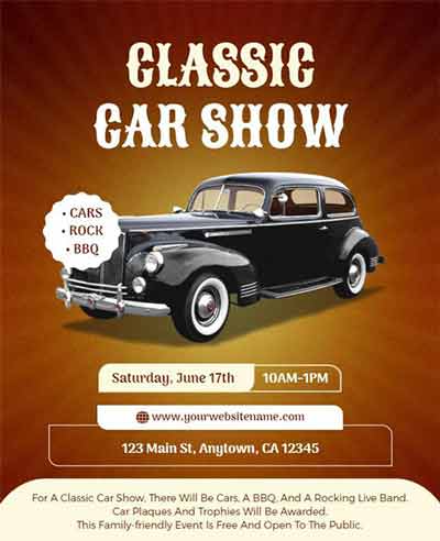 Gradient Retro Car Show Flyer Template