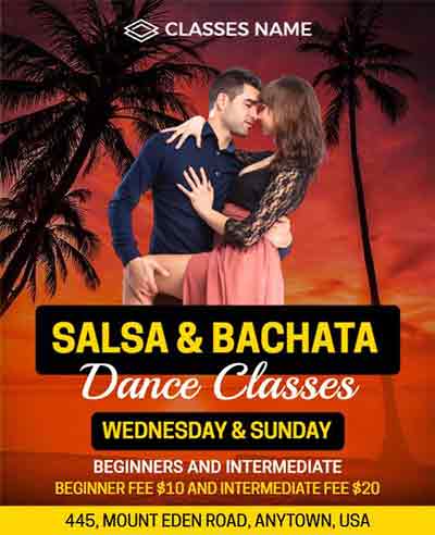 Vintage Salsa Dance Classes Flyer Template