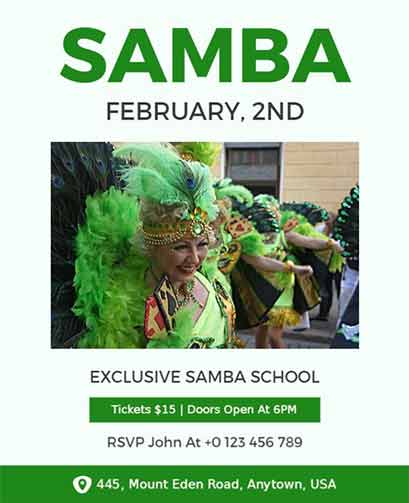 Vector Samba Dance Class Flyer Template