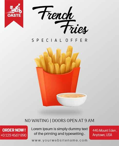 Simple French Fries Food Flyer Template