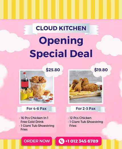Minimal Cloud Kitchen Food Flyer Template