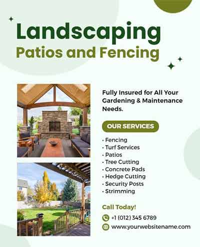 Simple Landscaping Patios and Fencing Flyer Template