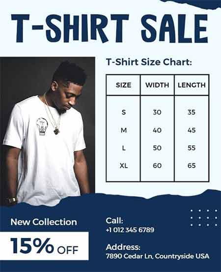 Creative T-shirt Size Chart Clothing Flyer Template