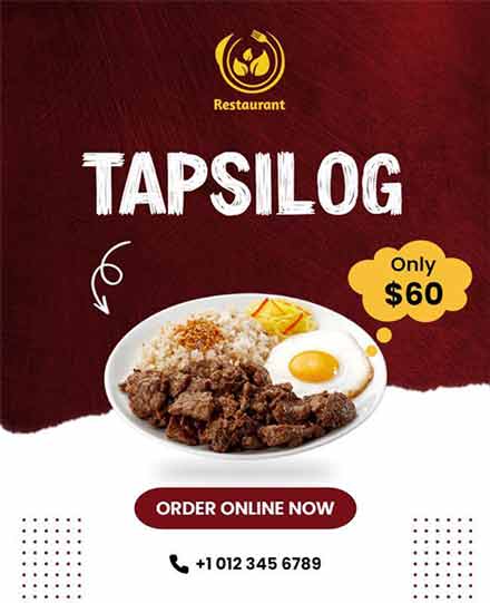 Papercut Tapsilog Food Flyer Template