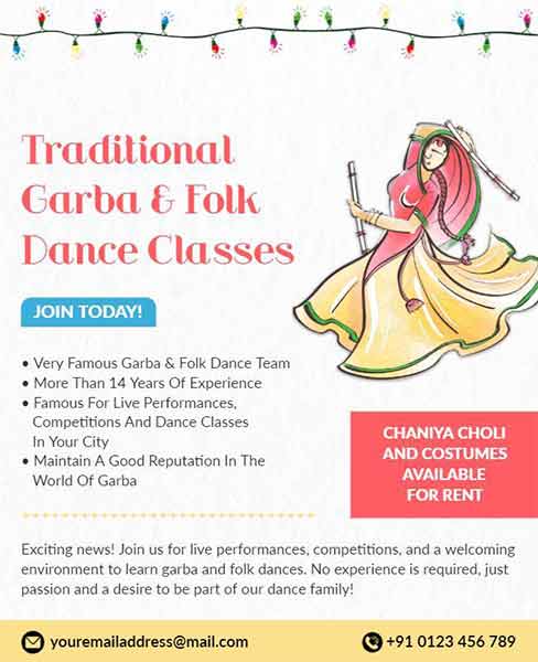 Minimal Traditional Garba Class Flyer Template