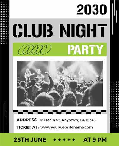 Retro Club Night Party Flyer Template