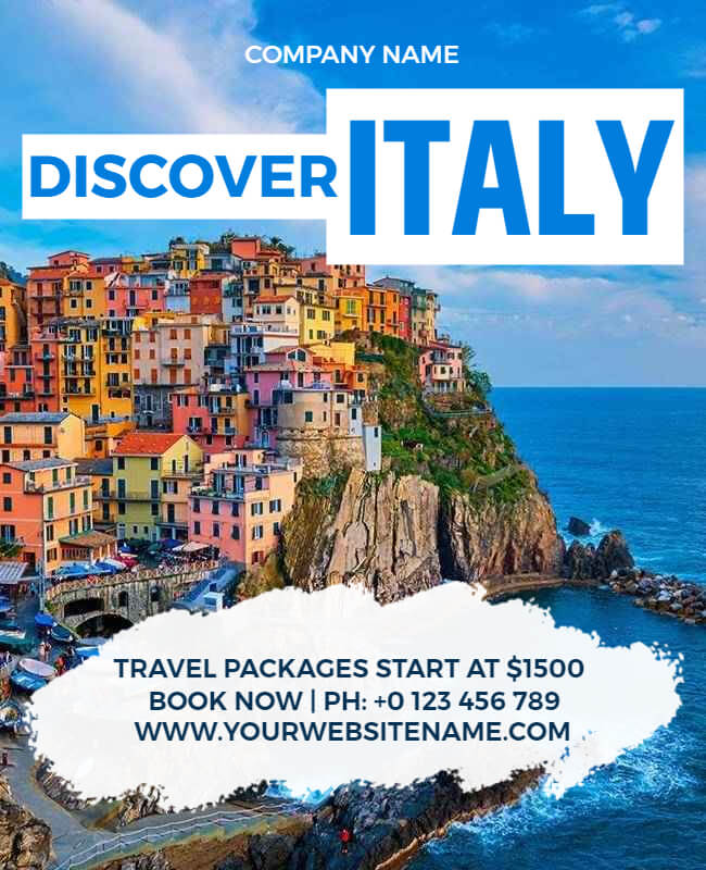 Blue Italy Travel Flyer Template