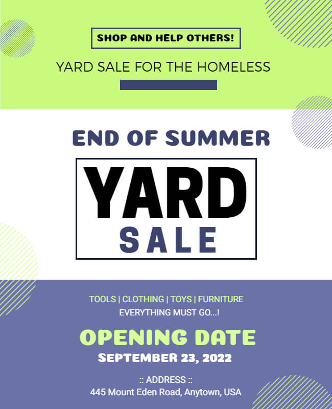 End of Summer Yard Sale Flyer