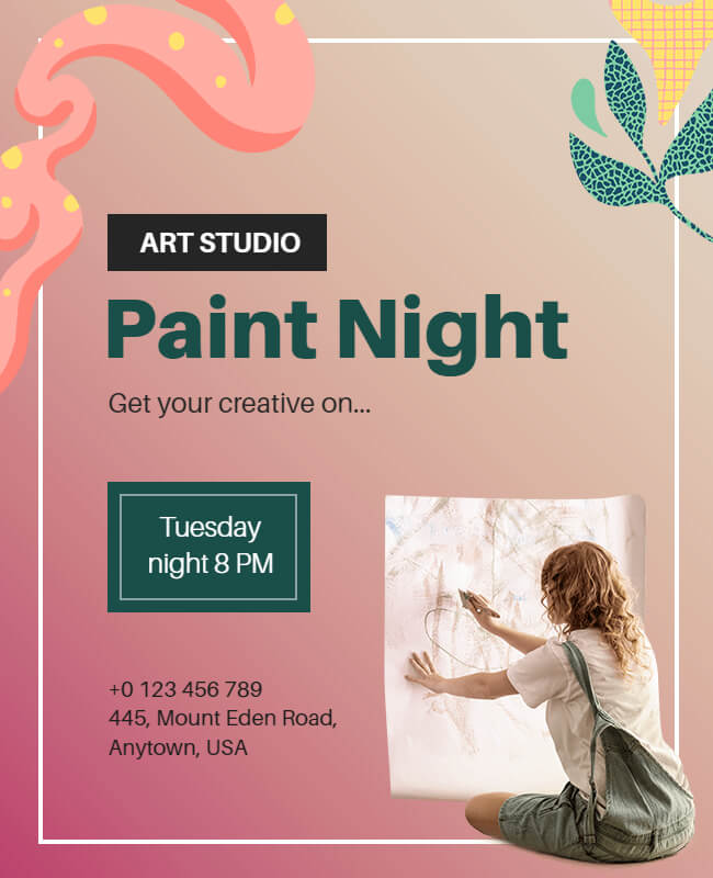 Gradient Paint Night Art Studio Flyer