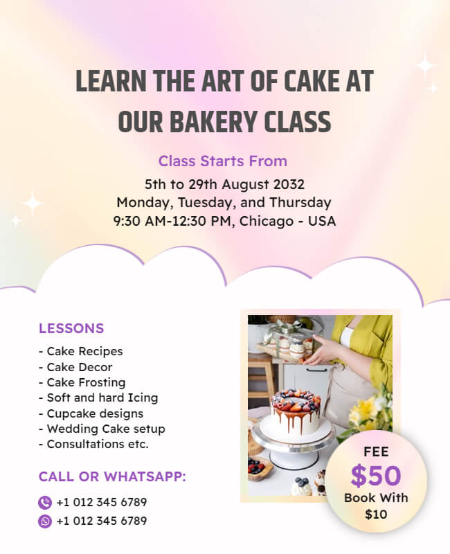 Learn Cake Recipes Flyer