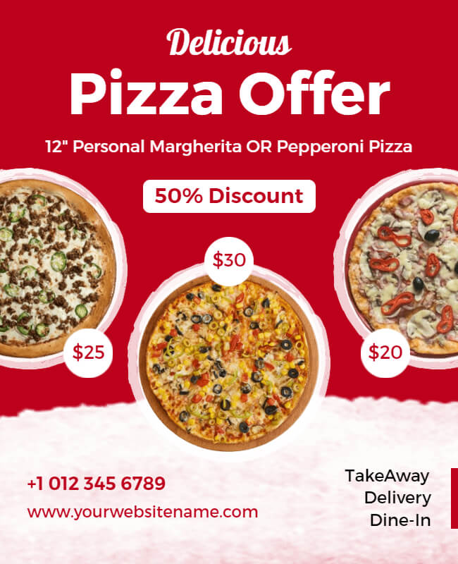 Red And White Pizza Offer Flyer
