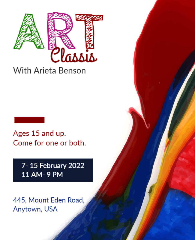 Watercolor Art Classes Flyer