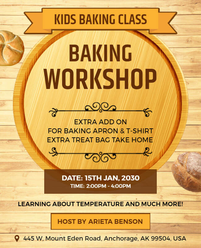 Wooden Baking Workshop Flyer