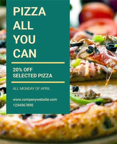 Realistic All You Can Pizza Offer Flyer Template