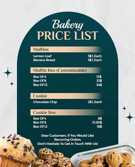 Vector Bake Price List Flyer Template