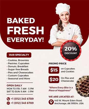 Vintage Baked Fresh Everyday Bakery Flyer Template