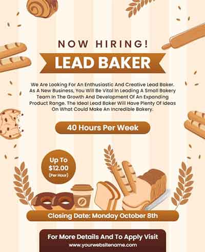 Vector Baker Hiring Flyer Template