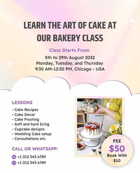 Gradient Bakery Classes Flyer Template