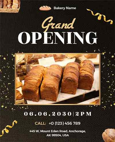 Stylish Bakery Grand Opening Flyer Template