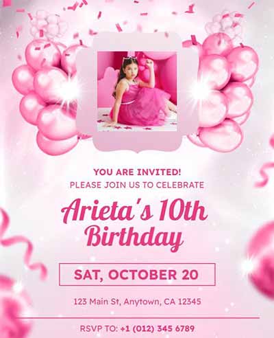 Elegant 10th Birthday Flyer Template
