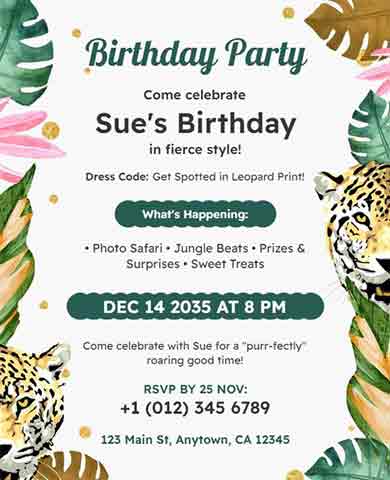 Colorful Vintage Birthday Leopard Flyer