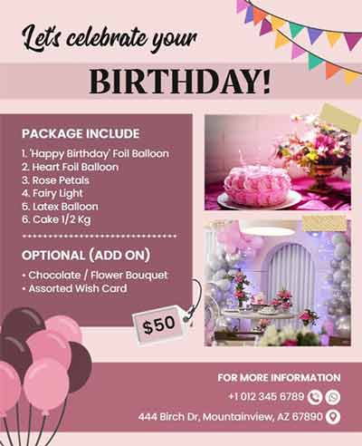 Creative Birthday Party Package Flyer Template