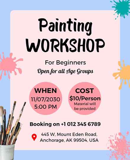 Blob Splash Painting Workshop Flyer Template