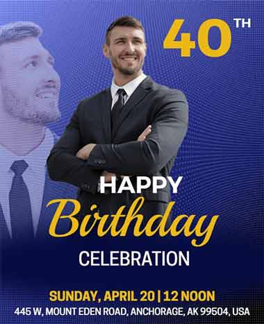 Gradient 40th Birthday Celebration Flyer Template