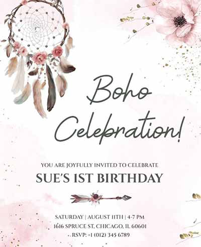 Vintage 1st Birthday Celebration Flyer Template