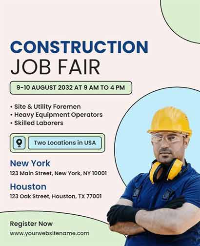 Pastel Construction Job Fair Flyer Template