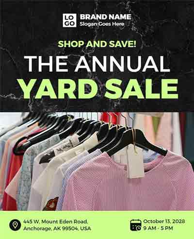 Neon Clothing Annual Yard Sale Flyer Template
