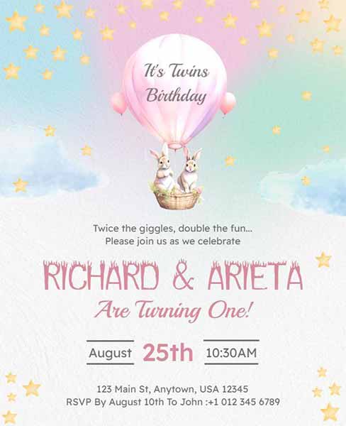 Pastel Twins Birthday Flyer Template