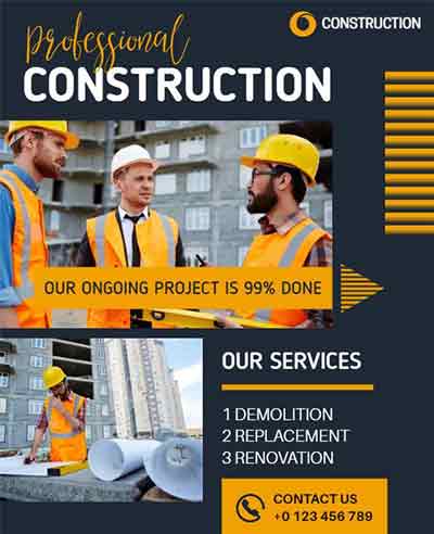 Stylish Construction Company Real Estate Flyer Template