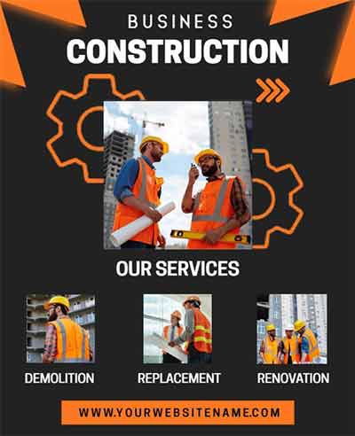 Stylish Construction Real Estate Flyer Template