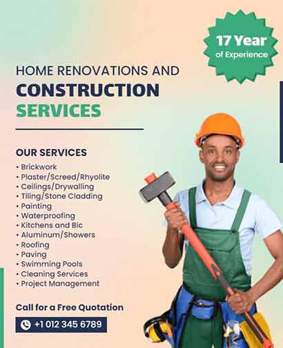Gradient Construction Service Flyer Template