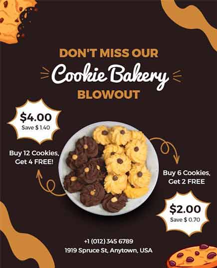 Vector Cookies Bakery Offer Flyer Template