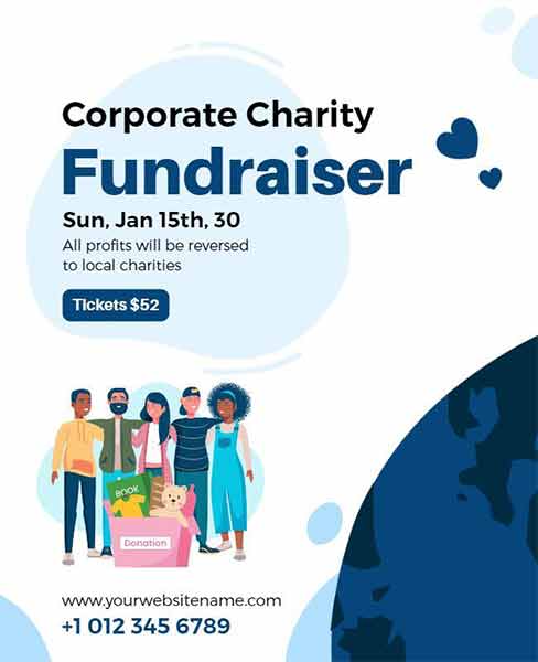 Minimal Corporate Charity Fundraiser Flyer Template