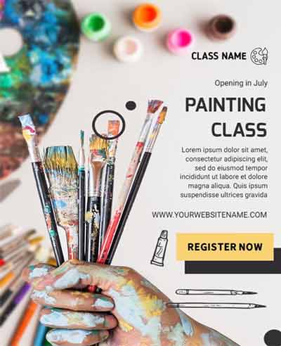 Vector Painting Class Art Flyer Template