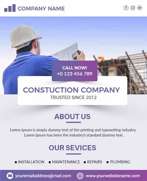 Vintage Construction Flyer Template