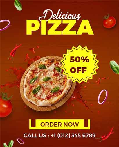 Creative Delicious Pizza Flyer Template