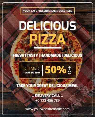 Gradient Delicious Pizza Offer Flyer Template