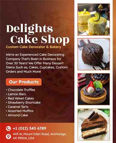 Gradient Delights Cake Shop Flyer Template